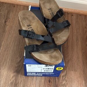 Birkenstock Yao Balance II Black Sandals with Cork Footbed